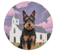 Welsh Terrier Puzzle Redondo Rompecabezas Redondo Intelectual Desafío para Niños Adultos Perro Lindo Rompecabezas De 1000 Piezas Regalos Originales De Navidad Y Cumpleaños1000pcs (67.5x67.5cm)