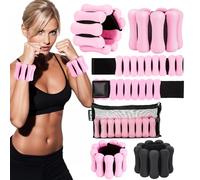 WELSPO Pesas Tobilleras y de Muñeca 1 lb Cada Una - Juego de 2 Ajustables Neopreno para Yoga, Pilates, Caminar, Rehabilitación - Ligero Ajuste Cómodo, Color Rosa