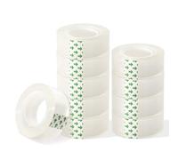 WELSTIK Cinta adhesiva transparente para oficina - 15 mm x 25 m - Paquete de 10 rollos - Alta adherencia, fácil de rasgar a mano - Ideal para hogar, escuela, manualidades y envoltorio de regalos