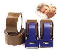 WELSTIK Cinta de embalaje silenciosa marrón con dispensador,4 rollos de 48 mm x 50 m con 2 paquetes, cinta de embalaje resistente para el envío, movimiento, sellado fuerte