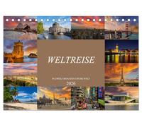 Weltreise - In zwölf Monaten um die Welt (Tischkalender 2026 DIN A5 quer), CALVENDO Monatskalender: Eine fantastische Bilderreise um die Welt
