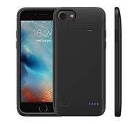 WELUV Funda para batería F.iPhone 6, 6s, 7, 8, SE 2020, 4000 mAh, con soporte, carcasa ultrafina para batería, color negro