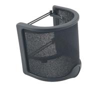 WELWIK Cubierta de pulverización de micrófono, protector de filtro de metal, máscara de escudo de micrófono de mano, en forma de U, semicerrada, condensador de sonido, reducción de ruido