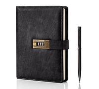 WEMATE Agenda con cerradura, diario A5 con candado, 240 páginas (negro-1)