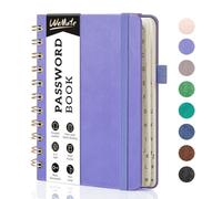 WEMATE Cuaderno de contraseñas en espiral con pestañas alfabéticas, pequeño libro de conservación de contraseñas para personas mayores, cuaderno de contraseñas de Internet, cuaderno de registro de