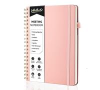 WEMATE Cuaderno de reuniones simplificado para trabajar con elementos de acción, 200 páginas, cuaderno de notas de reuniones de tapa dura de cuero PU para el trabajo, B5 (10" × 7") Oro Rosa