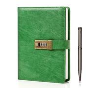 WEMATE Diario con Candado, A5, de Piel Sintética, 240 Páginas, con Candado, Estilo Vintage, con Protección por Contraseña, con Bolígrafo y Caja de Regalo 8,6 x 5,8 Pulgadas