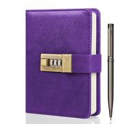 WEMATE Diario con cerradura, A6 de piel sintética con candado, 240 páginas, cuaderno de contraseña con bolígrafo y caja de regalo, diario con cerradura para hombres y mujeres, 4.3 x 6.2 pulgadas