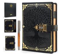 WEMATE Diario con cerradura con bolígrafo y caja de regalo, A5, 260 páginas, recargable, cuaderno de contraseñas de cuero de tapa dura para escribir, diario vintage con bloqueo para mujeres, niñas