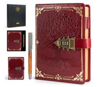 WEMATE Diario con cerradura con bolígrafo y caja de regalo, A5, 260 páginas, recargable, cuaderno de contraseñas de cuero de tapa dura para escribir, diario de bloqueo para mujeres, niñas, hombres,