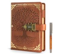 WEMATE Diario con cerradura con bolígrafo y caja de regalo, A5, 260 páginas, recargable, cuaderno de contraseñas de cuero de tapa dura para escribir, diario de bloqueo para mujeres, niñas, hombres,