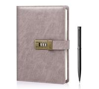 WEMATE Diario con cerradura, diario A5 con cerradura, 240 páginas, diario con cierre con bolígrafo y caja de regalo, organizador de agenda con cerradura para hombres y mujeres, 8.6 x 5.8 pulgadas