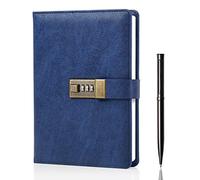 WEMATE Diario con cerradura, diario A5 con cerradura, 240 páginas, diario con cierre con bolígrafo y caja de regalo, organizador de agenda con cerradura para hombres y mujeres, 8.6 x 5.8 pulgadas