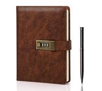 Wemate Diary With Lock A5 PU Leather Journal con bloqueo de 240 pginas Notebook protegido de contrasea de bloqueo vintage con bolgrafo y caja de r