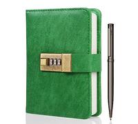 WEMATE Journal with Lock, Diary with Lock 192 Pages, Password Notebook, Pen & Gift Box - Perfect for Men and Women - 4.3X 6.18in (Green)