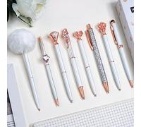 WEMATE Juego de 8 Bolígrafos Metal Cristal Diamante Bolígrafo Brillo para Diario Tinta Negra y Azul Bonitos Bonitos Bolígrafos de Escritura Regalos de Fantasía para Mujeres Oficina Hogar