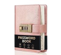 WEMATE Libro de contraseñas con cerradura, libro de contraseñas con pestañas alfabéticas, más de 600 espacio para contraseñas, organizador de contraseñas con cerradura, organizador de contraseñas para