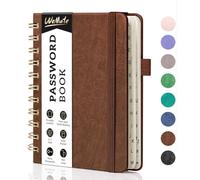 WEMATE Libro de contraseñas con pestañas alfabéticas, libro de mantenimiento de contraseñas en espiral para personas mayores, cuaderno de contraseñas de Internet, diario de contraseñas, detalle de