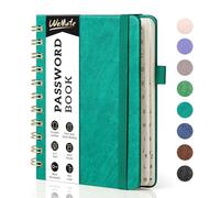 WEMATE Libro de contraseñas con pestañas alfabéticas, libro de mantenimiento de contraseñas en espiral para personas mayores, cuaderno de contraseñas de Internet, diario de contraseñas, detalle de
