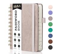 WEMATE Libro de contraseñas con pestañas alfabéticas, libro de mantenimiento de contraseñas en espiral para personas mayores, cuaderno de contraseñas de Internet, diario de contraseñas, detalle de