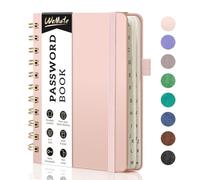 WEMATE Libro de contraseñas con pestañas alfabéticas, libro de mantenimiento de contraseñas en espiral para personas mayores, cuaderno de contraseñas de Internet, diario de contraseñas, detalle de