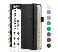 WEMATE Libro de contraseñas con pestañas alfabéticas, libro de mantenimiento de contraseñas en espiral para personas mayores, cuaderno de contraseñas de Internet, diario de contraseñas, detalle de