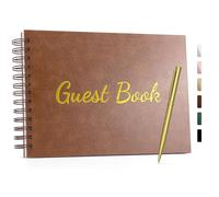 WEMATE Libro de invitados de boda, libro de visitas simplemente elegante para bodas y eventos especiales (marrón)