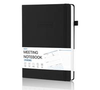 WEMATE Páginas Cuaderno de reuniones para el trabajo con acciones, material de oficina para planificadores de reuniones, agenda de reuniones, cuaderno espiral de grabación, color negro