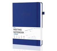 WEMATE Páginas Cuaderno de reuniones para el trabajo con acciones, material de oficina para planificadores de reuniones, agenda de reuniones, cuaderno espiral de grabación en espiral, azul oscuro