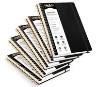 WEMATE Paquete de 5 cuadernos de reuniones para el trabajo (7 x 10 pulgadas), 200 páginas, cuaderno de piel sintética con artículos de acción y notas, para personal y estudiantes, reuniones