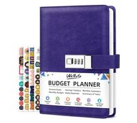 WEMATE Planificador de presupuesto 2026 con cerradura, libro de presupuesto mensual con cuaderno de seguimiento de gastos, planificador financiero sin fecha para administrar tu dinero, cuenta de cuero