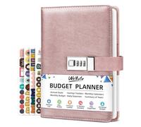 WEMATE Planificador de presupuesto 2026 con cerradura, libro de presupuesto mensual con cuaderno de seguimiento de gastos, planificador financiero sin fecha para administrar tu dinero, cuenta de cuero