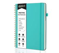 WEMATE Simplified Meeting Notebook for Work with Action Items 200 Pages, Office Supplies for Planner, PU Leather Hardcover Agenda Notebook for Office & Business Taking Notes, B5 (10" × 7") - Green