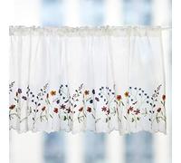 wemay Panel bordado cortina de la cocina cortina flores de estilo pastoral ventana Valance, 18 x 60 pulgadas
