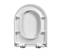 Wemune Asientos de inodoro en forma de D, cierre suave, 330 x 420 mm, asiento de inodoro en forma de D, cuenco en forma de U, diseño compacto y pequeño, fácil de instalar, color blanco