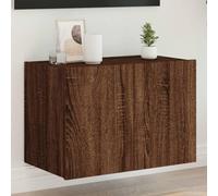 WEMYUFURN Armario de pared para TV con luces LED marrón efecto roble HiFi Rack mesa de televisión armario sala de estar TV tablero 60 x 35 x 41 cm