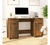 WEMYUFURN Escritorio con armario auxiliar de madera de roble ahumado, moderno escritorio con cajones y compartimentos para oficina y estudio, mucho espacio de almacenamiento para libros y archivos,