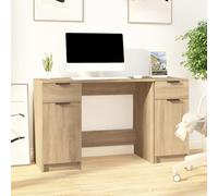 WEMYUFURN Escritorio con armario auxiliar de roble Sonoma, moderno escritorio para oficina y estudio con cajones y compartimentos, gran capacidad de almacenamiento para libros y archivos,