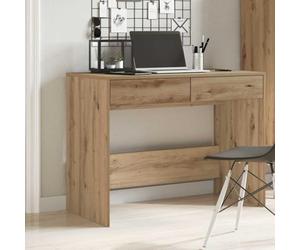 WEMYUFURN Escritorio de roble Artisan, 101 x 50 x 76,5 cm, material de madera con 2 cajones, mesa de trabajo estable para oficina y hogar, amplia mesa para ordenador y accesorios, fácil de limpiar