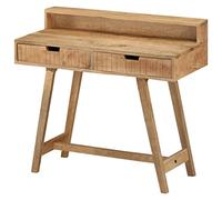 WEMYUFURN Escritorio vintage de madera de mango maciza, 100 x 45 x 90 cm, con dos cajones para guardar objetos pequeños, se puede utilizar como escritorio de ordenador o mesa de trabajo.