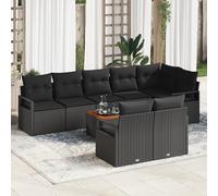 WEMYUFURN Juego completo de sofá de jardín de ratán para exteriores, color negro, modular con mesa de café, cojines resistentes a la intemperie, diseño elegante para terraza, balcón, muebles de jardín