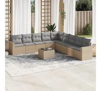 WEMYUFURN Juego de 10 muebles de jardín modular con cojines y funda impermeable, tablero de cristal templado, extraíble y lavable