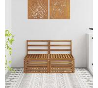 WEMYUFURN Juego de 2 sofás centrales de exterior de madera maciza de acacia natural, diseño moderno de listones para circulación del aire y secado rápido, versátil para jardín
