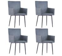 WEMYUFURN - Juego de 4 sillas de comedor con reposabrazos, de piel sintética de ante, color gris, para dormitorio, sillón de escritorio, juego de sillas de comedor para comedor, salón, cocina