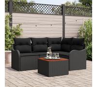 WEMYUFURN Juego de 5 piezas de sofá de jardín con cojines, moderno juego de muebles de exterior para balcón y terraza, resistente a la intemperie, de polirratán con resistencia a los rayos UV y