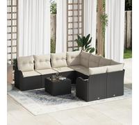 WEMYUFURN Juego de 9 sofás de jardín de poliratán con cojines resistentes a la intemperie, diseño modular para patio y exterior, cómodo grupo de asientos para 6 personas, sofá de ratán tejido a mano