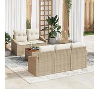 WEMYUFURN Juego de muebles de jardín para 5 personas, de ratán, color beige y crema, resistente a la intemperie, resistente a los rayos UV, acolchados, cubiertos, muebles de terraza, muebles de jardín