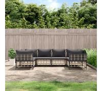 WEMYUFURN Juego de salón de jardín de ratán sintético resistente a la intemperie con marco de acero y cojines acolchados para patio, diseño modular para un diseño flexible, muebles de exterior con