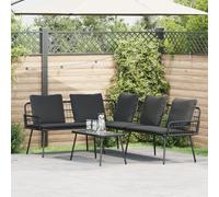 WEMYUFURN Juego de sofá largo de ratán para exteriores con resistencia a los rayos UV, cómodos cojines de algodón y espacio para 6 personas, moderno sofá de jardín para terraza y balcón, fácil de