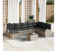 WEMYUFURN Juego de sofá modular para exterior gris con cojines de poliratán y resistentes al agua para 8 personas, muebles de jardín resistentes a la intemperie para terraza, balcón, jardín, diseño